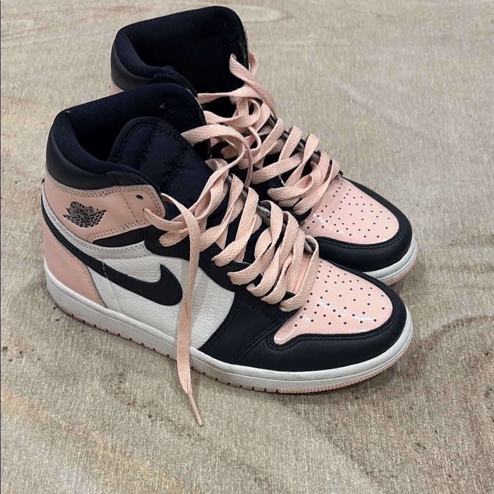 Nike Air Jordan 1 Retro High Patent Pink Navy Sneakers